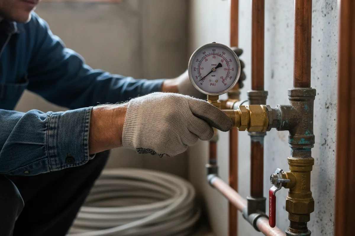 Pressure testing a repaired line during Water Line Repair in Sheldon